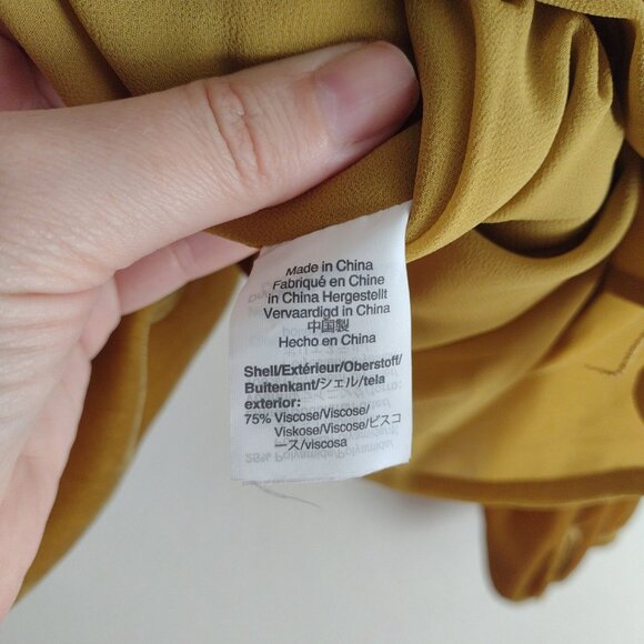 J.Crew Faux Wrap Velvet Blouse 8 Dijon Yellow Long Sleeve Top - Picture 9 of 11